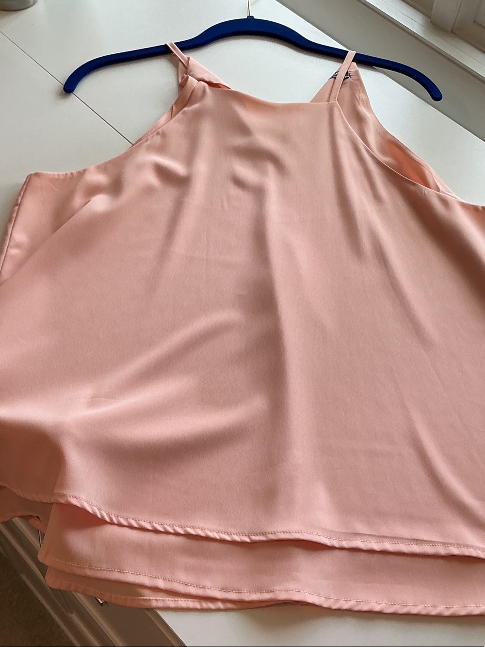 zeagoo Peach Pink Satin Spaghetti Strap Top